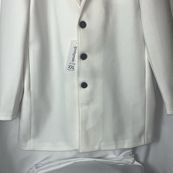 NWT MEN Springrain overcoat 3 button closure pockets lined Sz 2XL White - Picture 8 of 13